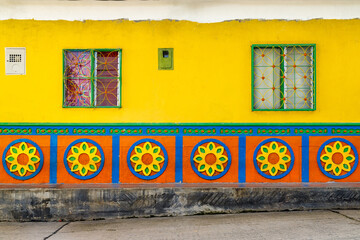 Colorful facade of a typical house in Guatape, Colombia