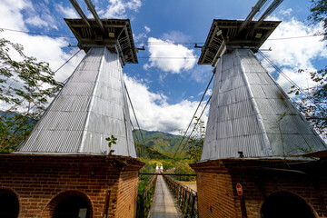 Western suspension Bridge over the Cauca River in Santa Fe de Antioquia, Colombia