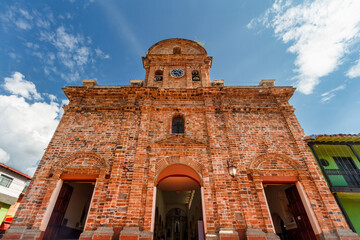Facade of the church of San Jeronimo, Antioquia, Colombia