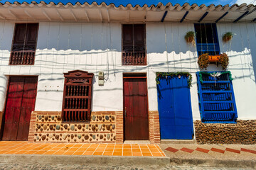 Facade of a typical house in Santa Fe de Antioquia, Colombia