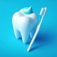 Dental concept and Optimal Oral Health, Innovative Dental Tools and Vibrant Tooth Care on a blue background