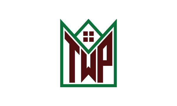 TWP initial letter real estate builders logo design vector. construction, housing, home marker, property, building, apartment, flat, compartment, business, corporate, house rent, rental, commercial