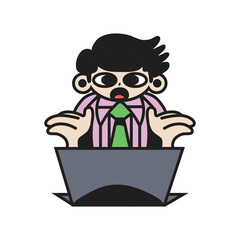 The guy is having an online meeting