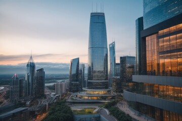 Fototapeta na wymiar Modern business center glass tower buildings city skyline architecture.