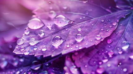 Purple flower petals with water drops on it. Close up 