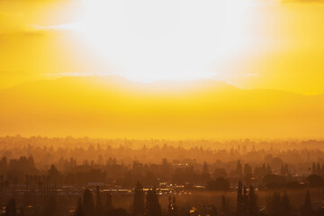 Los Angeles sunburst sunrise.  Photograph taken at Santa Susana Pass State Historic Park in the...