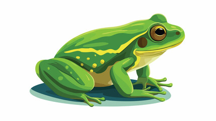 A green frog on white background flat vector isolat