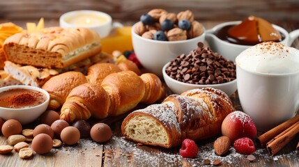 A table with many different types of food on it, AI