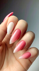 Dark Pink-beige french nail art nails one hand beaut