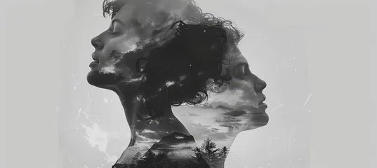 Intriguing dual exposure of male and female heads in an artistic and captivating composition © Andrei