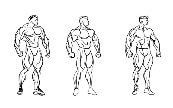 continuous line drawings Fitness and body building . vector illustration isolated on white background