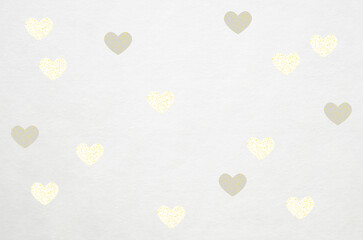 Washi paper texture with golden hearts. Luxury abstract japanese style background.