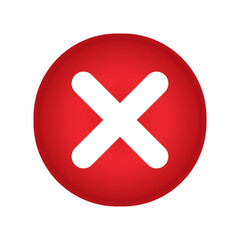 Red round Cross mark X button vector sign. Isolated X, Close, reject sign design. Cancel icon isolated on special red flat circle button illustration.