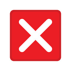 Obraz premium Red single Cross mark square X button vector sign. Isolated X, Close, reject sign design. Cancel icon isolated on special red flat square button illustration. 