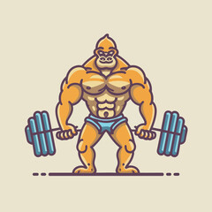 Naklejka premium red white black modern style minimalist lines of a strong muscle pose strong body builder anatomy man at gym with bundle Doing exercises in all body positions using different gym equipment 