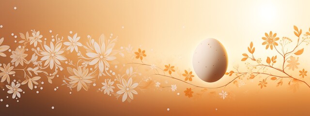 Serene easter background featuring a single egg amidst a golden floral pattern - obrazy, fototapety, plakaty