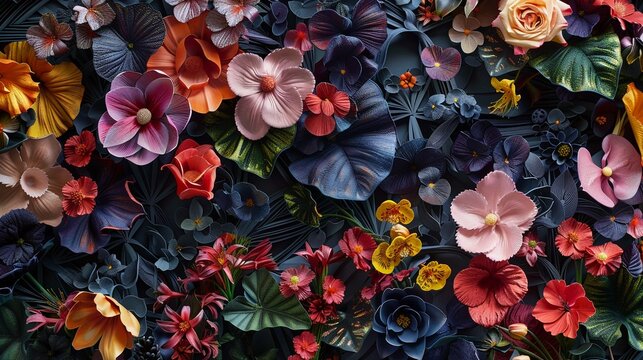 3D printed floral wallpaper