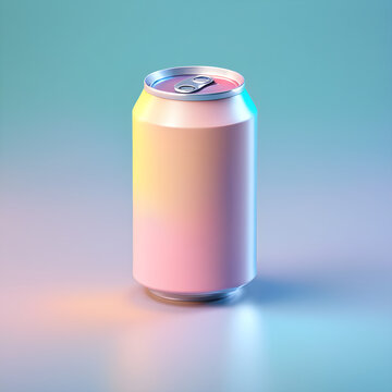 Cute 3D soda can icon in a cartoon clay style and soft pastel colors