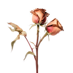 Wilted Rose Flower in Close-up, Isolated on Transparent Background, PNG