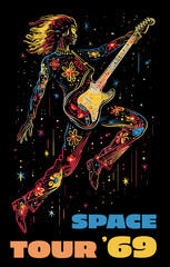 Space Tour '69: Flying Hippie with Electric Guitar