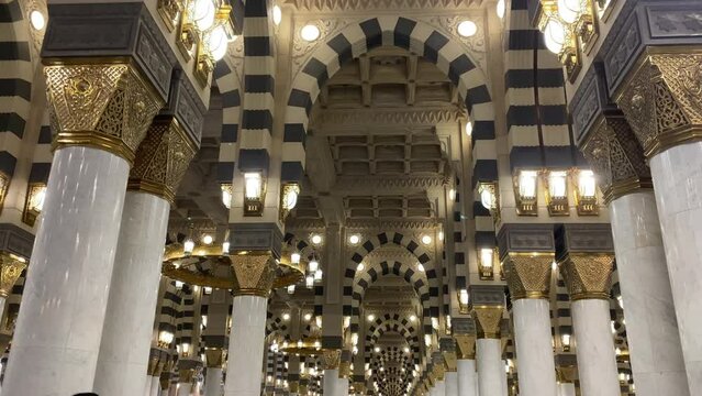 Many Pillars Inside Nabawi Mosque 