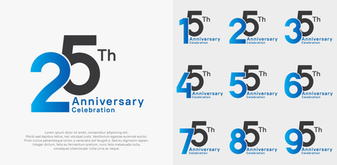 anniversary vector design set with blue and black color for special moment celebration