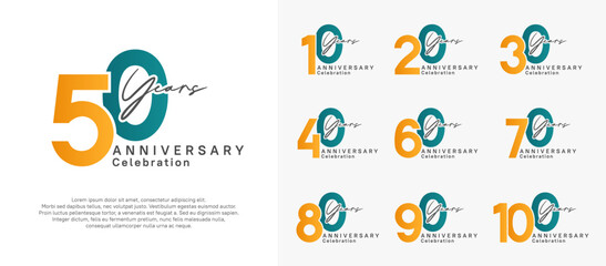 anniversary logotype vector design with orange and blue color can be use for special moment celebration