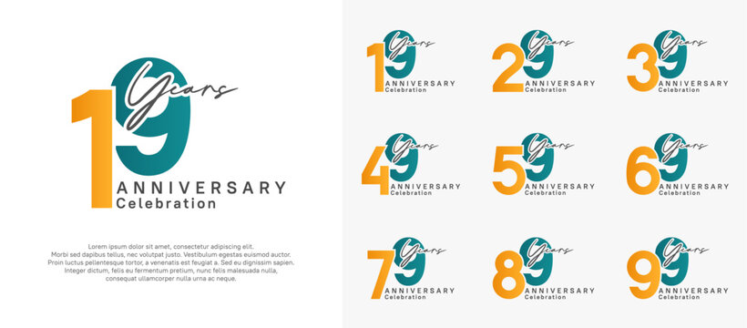 anniversary logotype vector design with orange and blue color can be use for special moment celebration