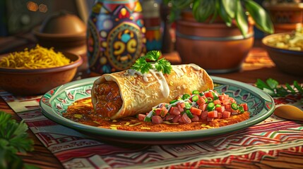 Tasty chimichanga mexican food