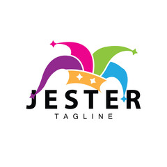 Simple colorful clown hat logo simple circus comedian equipment design template illustration
