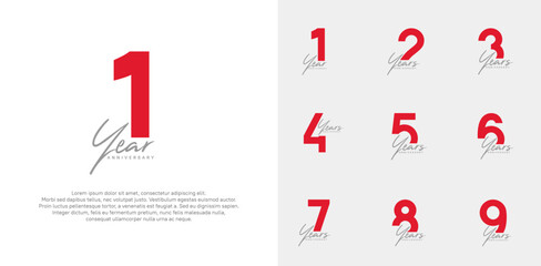 anniversary logotype vector design set with handwriting, red color can be use for special day