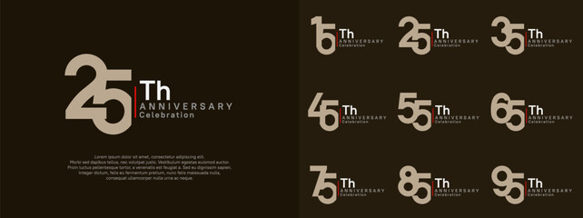 anniversary vector design set brown and white color for celebration day