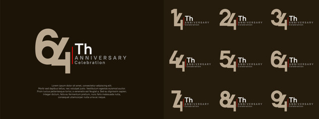 anniversary vector design set brown and white color for celebration day