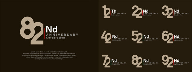 anniversary vector design set brown and white color for celebration day