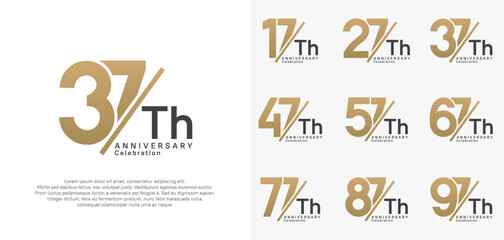 anniversary logo style vector set with slash gold and black color can be use for celebration