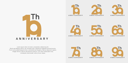 anniversary logotype vector design set brown color can be use for celebration day
