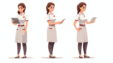 Fototapeta na wymiar Cartoon nurse woman in professional uniform standin