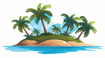 Fototapeta na wymiar Cartoon of a small island with palm trees flat vector