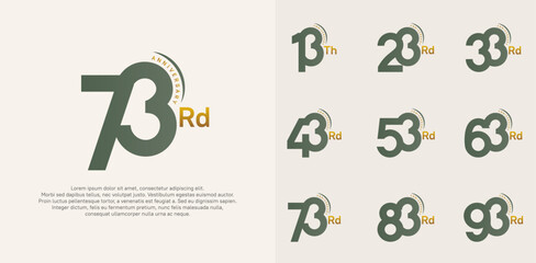 anniversary logotype vector set, green and gold color can be use for special day celebration