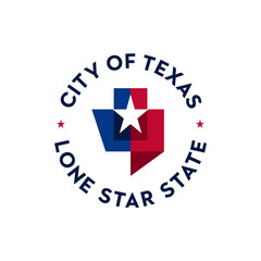 Fototapeta premium Simple texas map with star badge emblem logo template