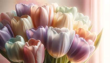 Softly Radiant Tulips Bathed in Morning Light