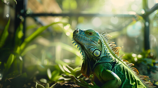 Domestic Iguana: Highlighting the Detailed Life of a Pet Iguana within a Controlled Environment