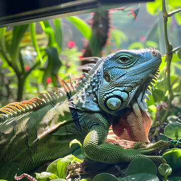 Domestic Iguana: Highlighting the Detailed Life of a Pet Iguana within a Controlled Environment