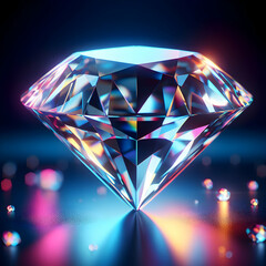diamond on blue background  diamond, crystal, gem, vector, stone, brilliant, jewelry, jewel, shape, illustration, precious, glass, design, heart, Ai generated  - obrazy, fototapety, plakaty