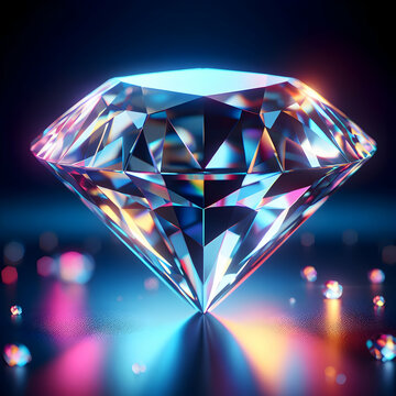 diamond on blue background  diamond, crystal, gem, vector, stone, brilliant, jewelry, jewel, shape, illustration, precious, glass, design, heart, Ai generated 