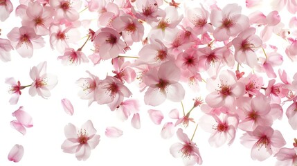 Enchanting Sakura Blossoms Delicately Floating on Pure White Background
