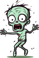 Tenebrous Vector Artwork Depicting a Zombie with Tattered Cargo Pants That Lurks in the Tenebrous Depths of the Night
