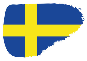 Sweden flag with palette knife paint brush strokes grunge texture design. Grunge brush stroke effect