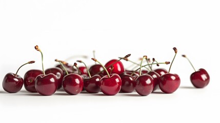 Fresh red cherries isolated on white background