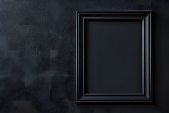 A black picture frame hanging on a wall